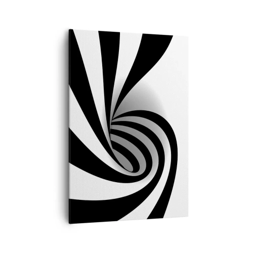 Impression sur toile - Image sur toile - Vortex optique abstrait en noir et blanc - 70x100cm - Et pourtant ça tourne - Décoration murale moderne pour le salon et la chambre ARTTOR