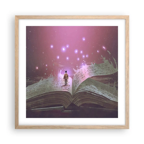 Affiche dans un chêne clair - Poster - Invitation à un autre monde - lisez ! - 50x50 cm