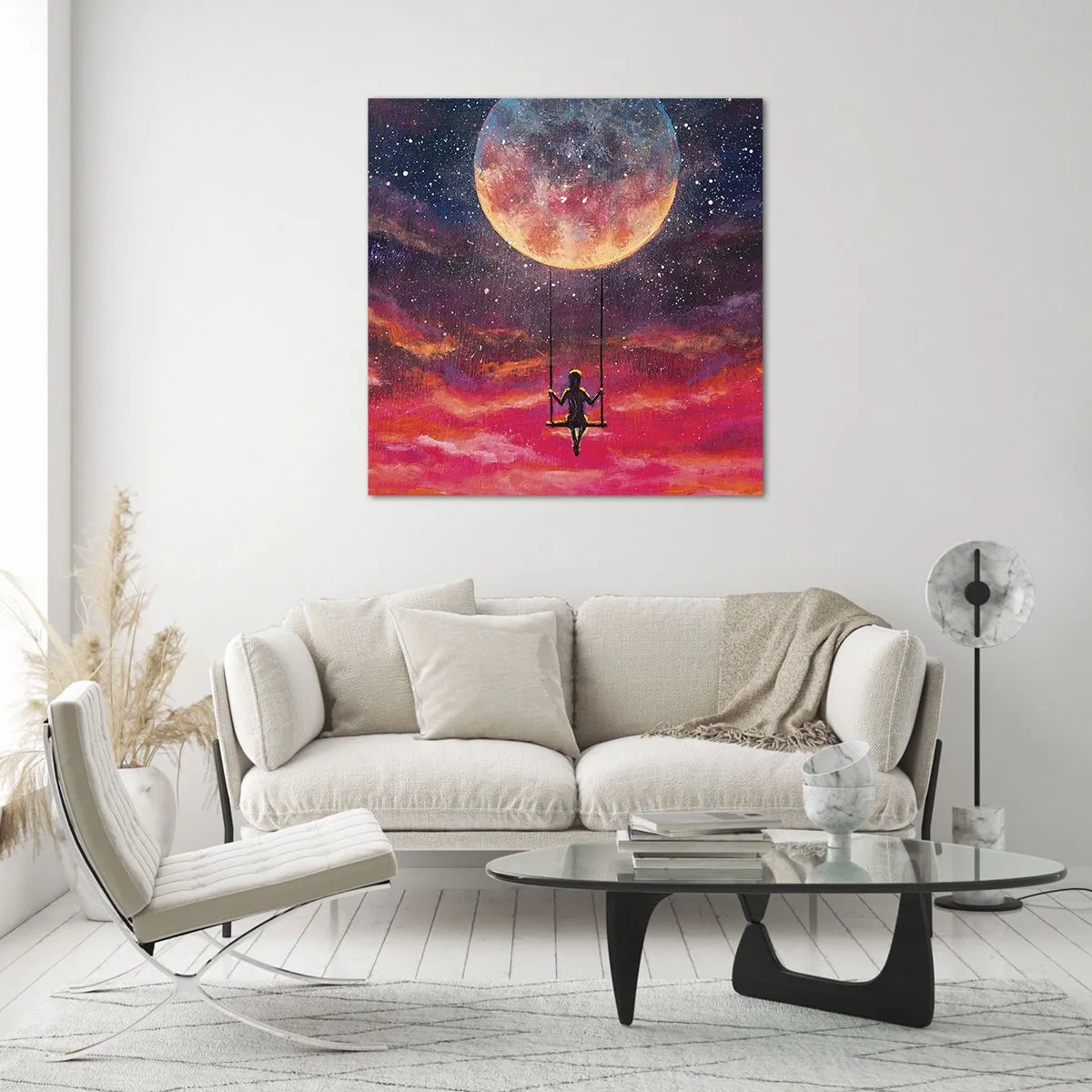 Impression sur verre - Image sur verre - Se balancer dans les nuages - 70x70 cm