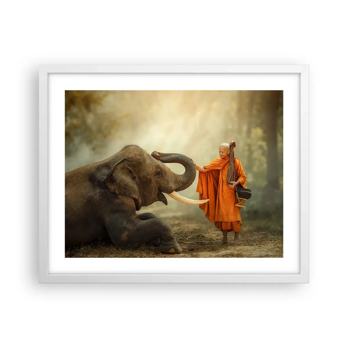 Affiche dans un cadre blanc - Poster - Rencontre en voyageant - 50x40 cm