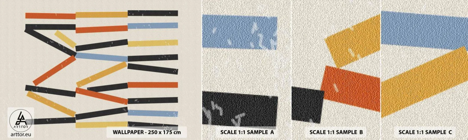 Échantillon de Papier Peint Autocollant Deluxe Sticker - Composition de niveaux - Minimalisme, Hipster, Contemporain - 100x30 cm