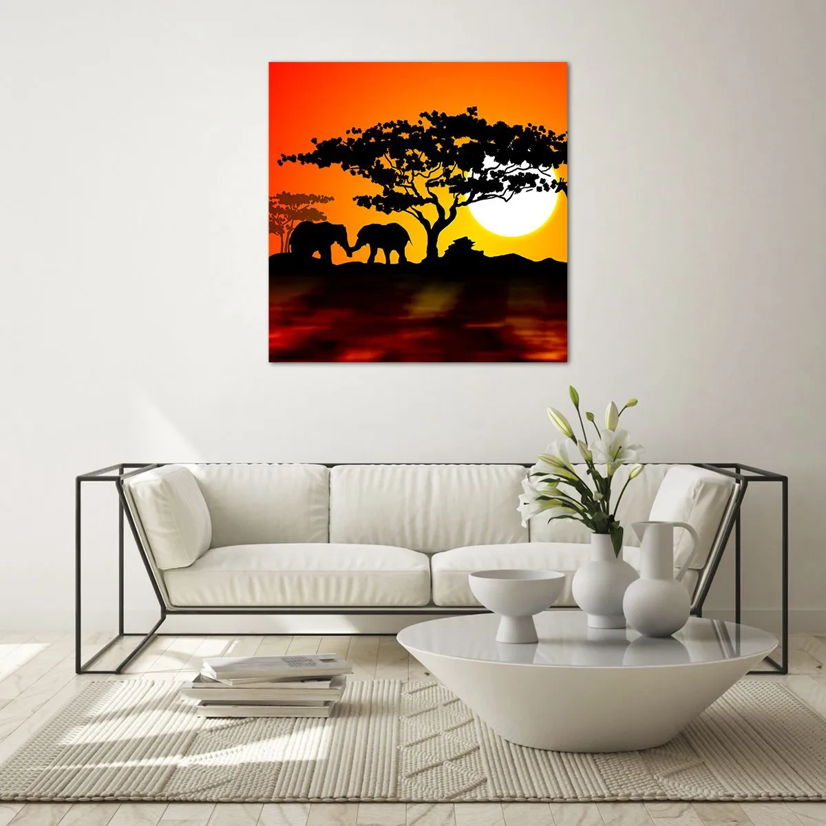Impression sur verre - Image sur verre - Rencontre dans la savane - 30x30 cm