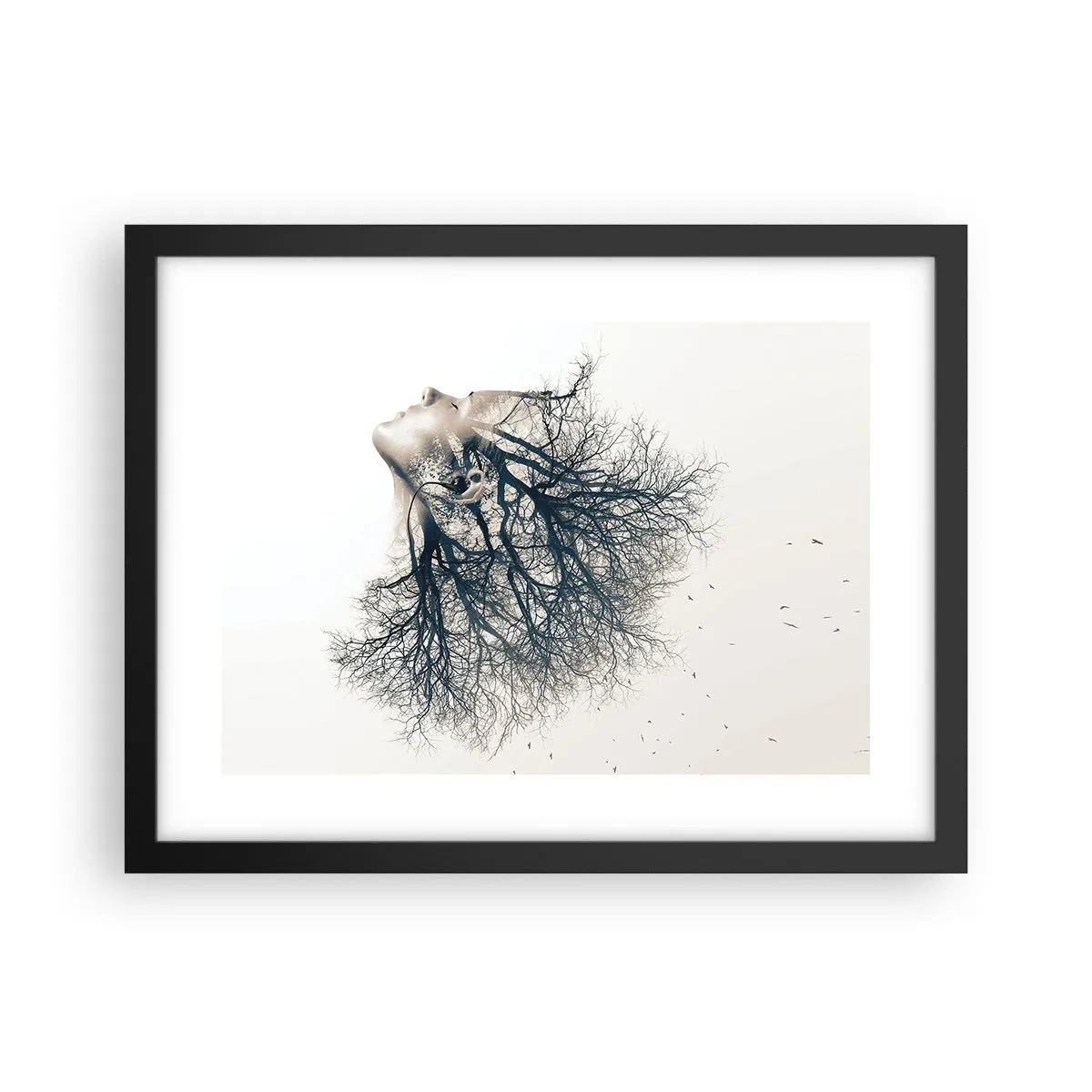 Affiche dans un cadre noir - Poster - Écouter le murmure des arbres - 40x30 cm