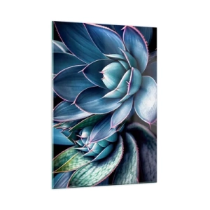 Impression sur verre - Image sur verre - Gros plan sur les feuilles vertes luxuriantes des plantes succulentes - 50x70cm - Force vital - Décoration murale moderne pour le salon et la chambre ARTTOR