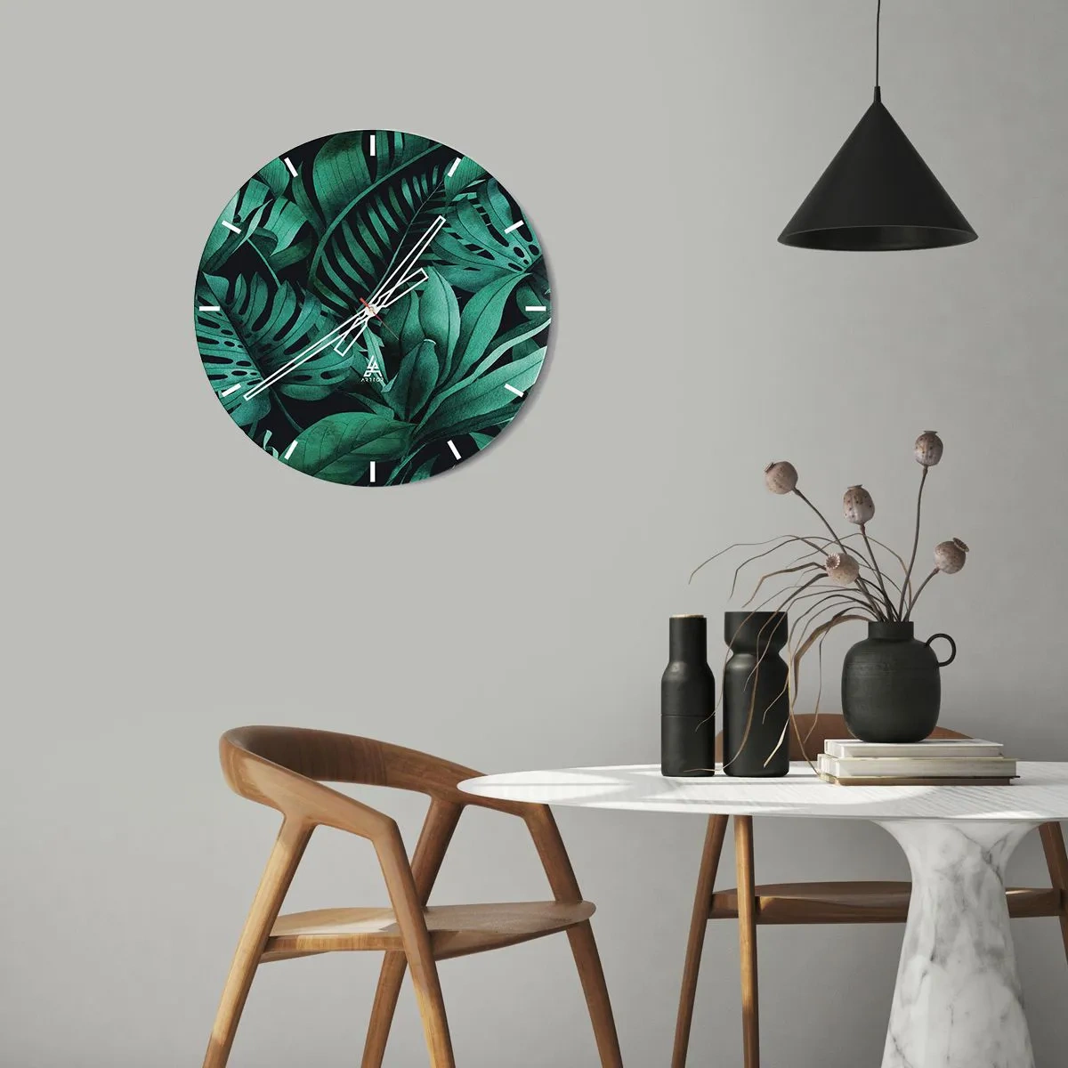 Horloge murale - Pendule murale - Profondeur du vert tropical - 40x40 cm