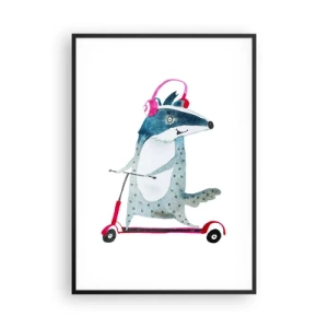 Affiche dans un cadre noir - Poster - La joie du blaireau - 70x100 cm