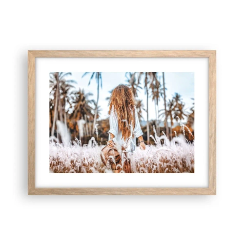 Affiche dans un chêne clair - Poster - Né de peluches d'herbe - 40x30 cm