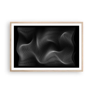 Affiche dans un chêne clair - Poster - Danse de lumière dans l'espace - 91x61 cm