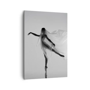 Impression sur toile - Image sur toile - Une danseuse dans une pose éthérée avec un tissu fluide - 50x70cm - Légèreté et grâce - Décoration murale moderne pour le salon et la chambre ARTTOR