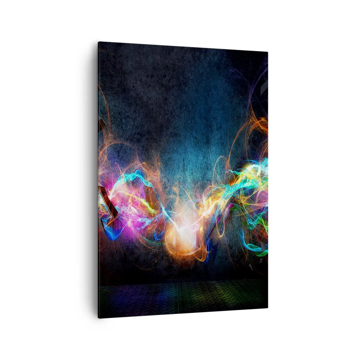 Impression sur toile - Image sur toile - Des éclairs de lumière colorés dans une composition abstraite - 70x100cm - Joyeusement contre l'obscurité - Décoration murale moderne pour le salon et la chambre ARTTOR