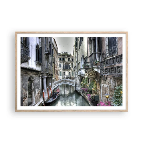 Affiche dans un chêne clair - Poster - Pendant des siècles dans une réflexion silencieuse - 100x70 cm