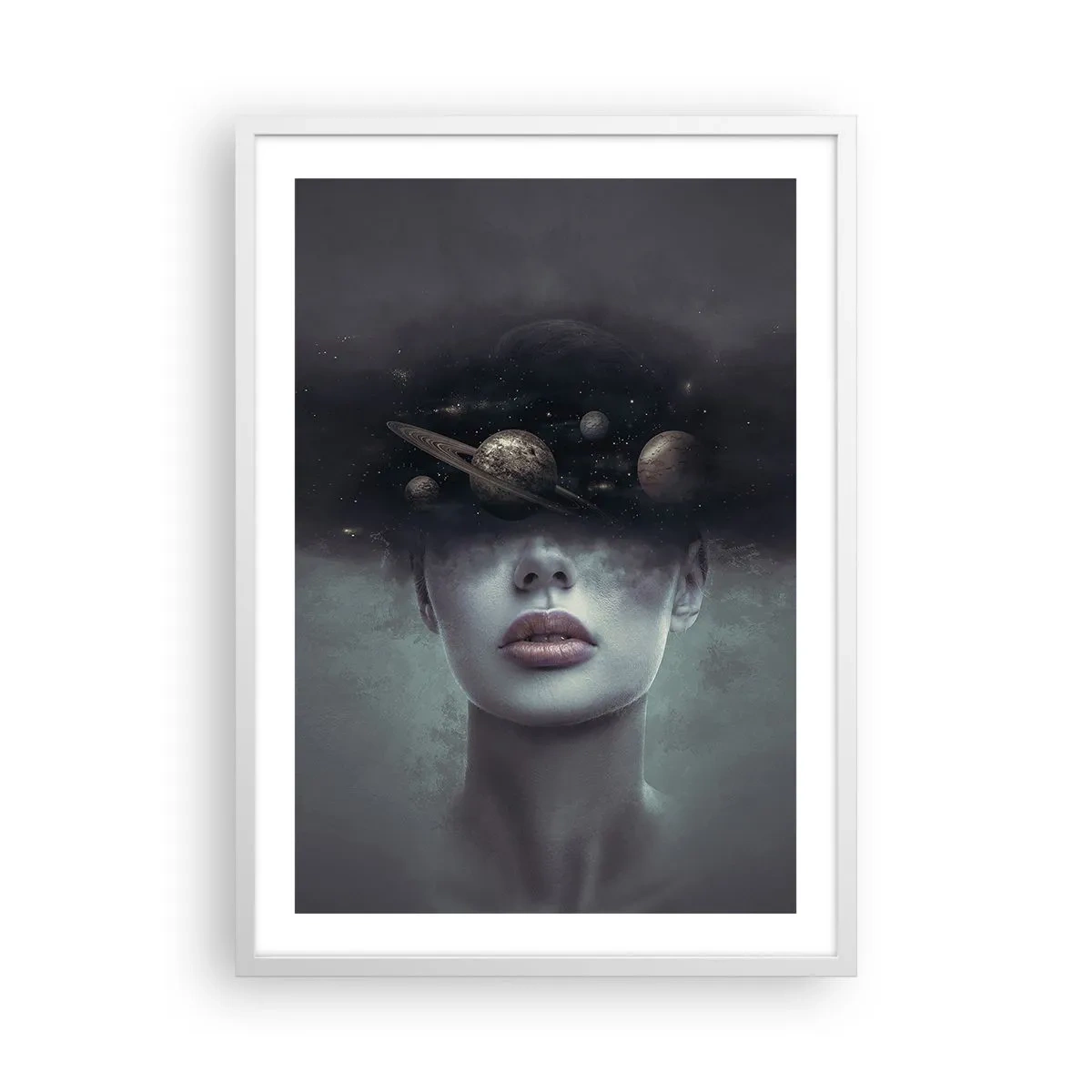 Affiche dans un cadre blanc - Poster - Et les planètes deviennent folles... - 50x70 cm