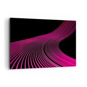 Impression sur toile - Image sur toile - Lignes futuristes dans des tons de rose sur fond noir - 120x80cm - Avenue de lumière - Décoration murale moderne pour le salon et la chambre ARTTOR