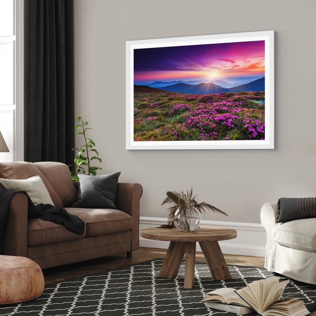 Affiche dans un cadre blanc - Poster - Les herbes sentaient les grappes fraîches de la récolte - 100x70 cm