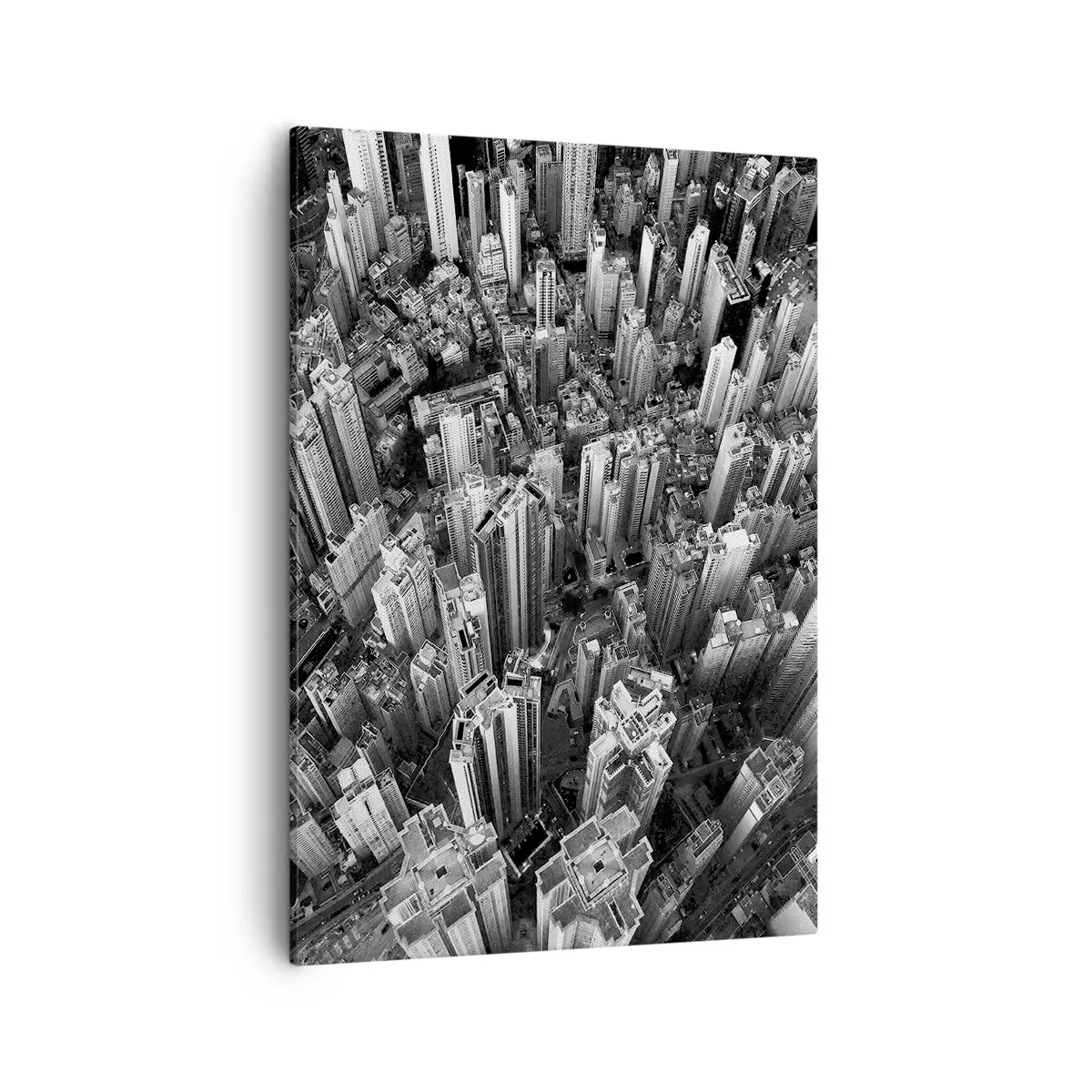 Impression sur toile - Image sur toile - Vue aérienne de la ville en noir et blanc - 50x70cm - Toujours de plus en plus haut - Décoration murale moderne pour le salon et la chambre ARTTOR
