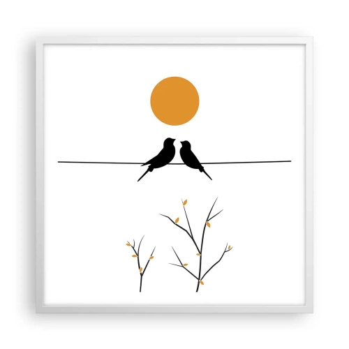 Affiche dans un cadre blanc - Poster - Soirée pour rossignols - 60x60 cm