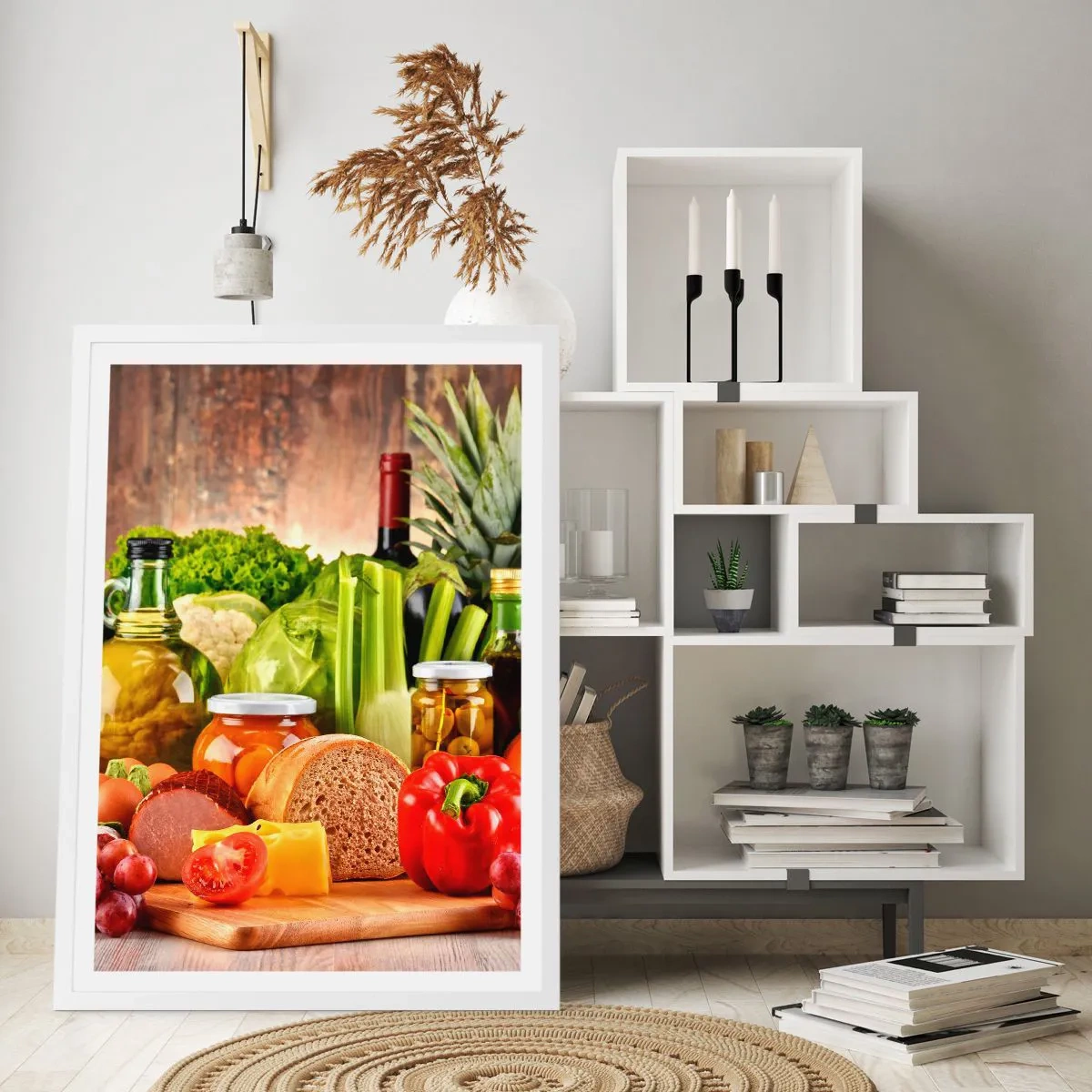 Affiche dans un cadre blanc - Poster - Fumé, cuit au four et mariné - 30x40 cm