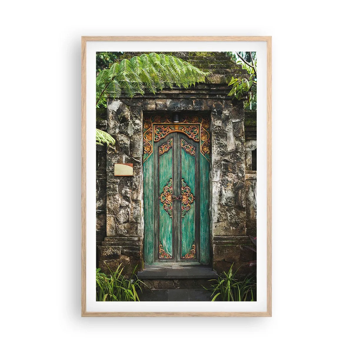 Affiche dans un chêne clair - Poster - Porte vers un monde exotique - 61x91 cm