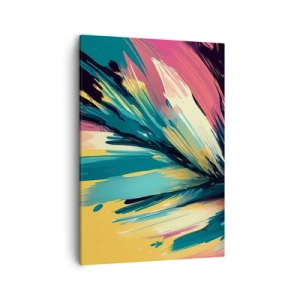 Impression sur toile - Image sur toile - Une composition abstraite aux couleurs intenses et contrastées. - 50x70cm - Composition – une explosion de joie - Décoration murale moderne pour le salon et la chambre ARTTOR