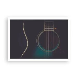 Affiche - Poster - Guitare acoustique dans une lumière sombre et élégante - 100x70cm - Le calme avant la tempête - Décoration murale moderne pour le salon et la chambre ARTTOR