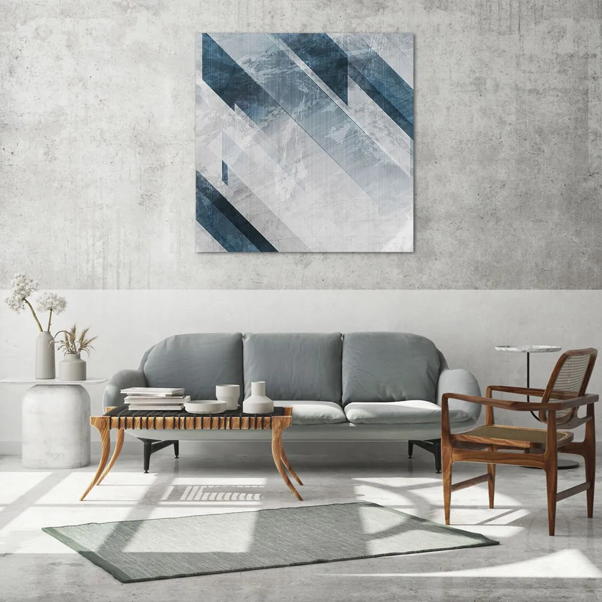 Impression sur verre - Image sur verre - Composition spatiale - mouvement gris - 50x50 cm