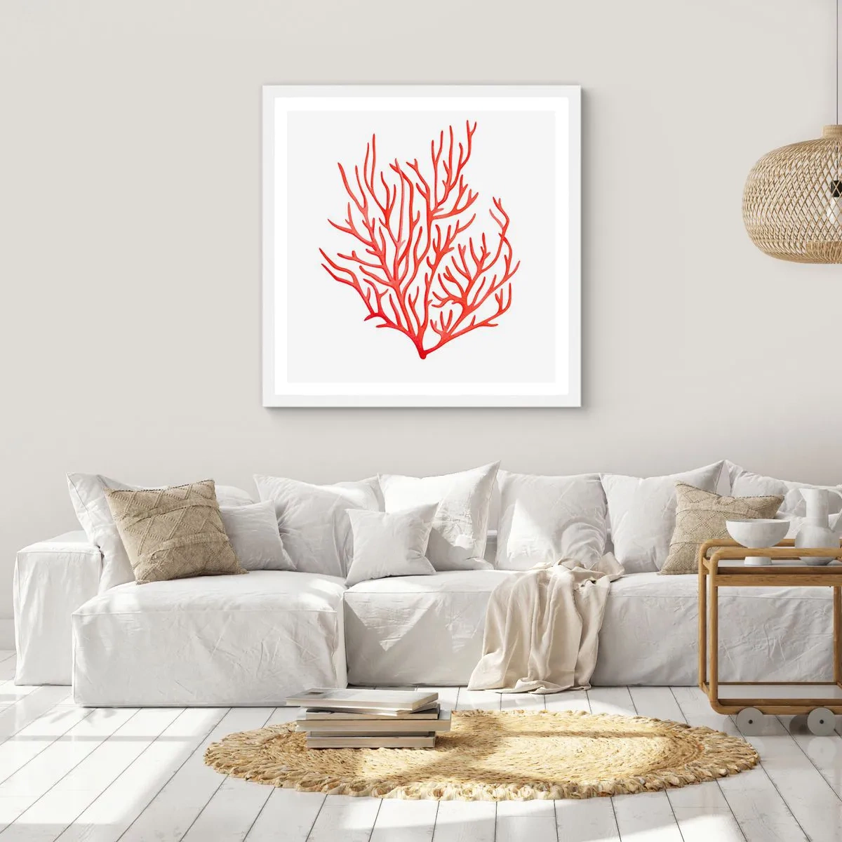 Affiche dans un cadre blanc - Poster - Filigrane de corail - 40x40 cm