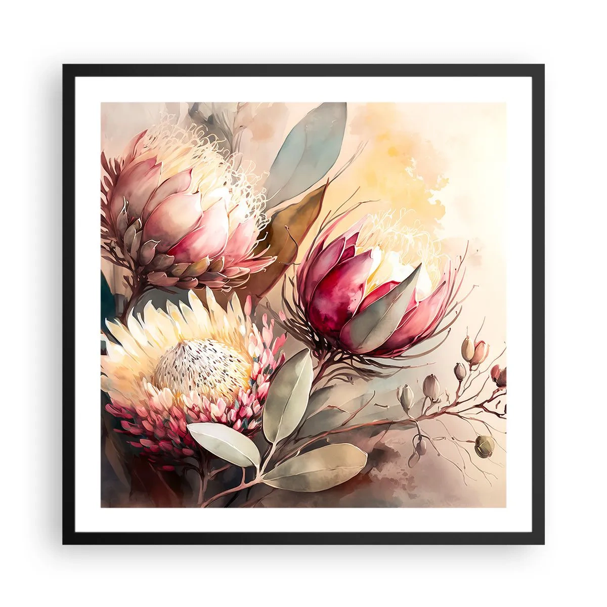 Affiche dans un cadre noir - Poster - De profil et de face - 60x60 cm