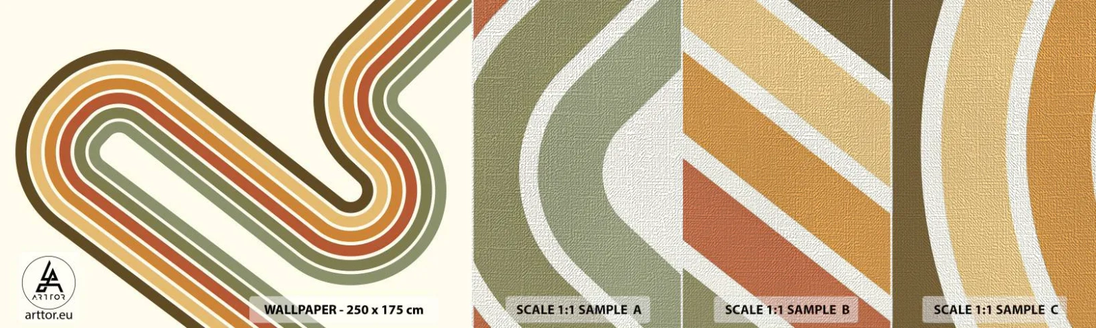 Échantillon de Papier Peint Premium Canvas - En zig zag vers le but - Abstraction, Morceau, Modèle moderne - 100x30 cm