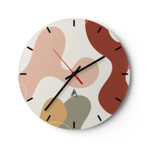 Horloge murale - Pendule murale - Une composition abstraite de formes et de couleurs organiques. - 30x30cm - Entrelac - Décoration murale moderne pour le salon, la cuisine et la chambre ARTTOR