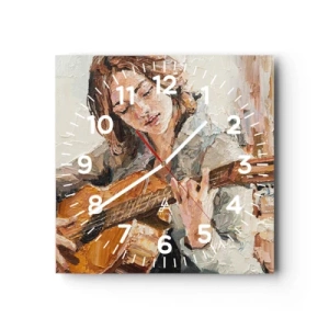 Horloge murale - Pendule murale - Concerto pour guitare et coeur de fille - 40x40 cm