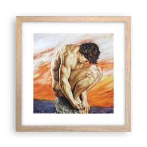 Affiche dans un chêne clair - Poster - Plongé dans ses pensées - 30x30 cm