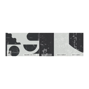 Échantillon de Papier Peint Autocollant Deluxe Sticker - Composition dessus et dessous - Abstraction, Noir et blanc, Vieilli - 100x30 cm