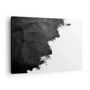 Impression sur toile - Image sur toile - Abstraction en noir et blanc avec des coups de pinceau contrastés - 70x50cm - Éléments : terre - Décoration murale moderne pour le salon et la chambre ARTTOR