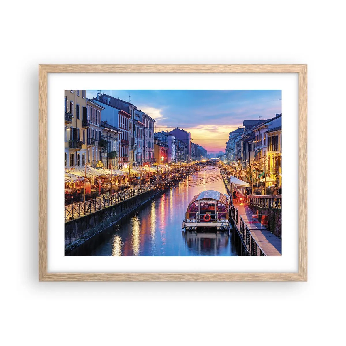 Affiche dans un chêne clair - Poster - Soirée de lumière et de jeu - 50x40 cm