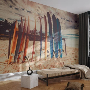 Papier peint sur mesure Autocollant Deluxe - Bonne nuit, à demain - Surfant, Paysage, Planche de surf