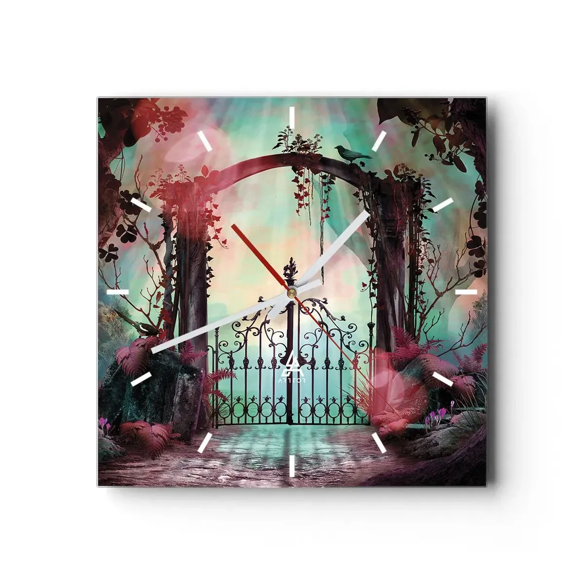 Horloge murale - Pendule murale - Jardin secret - 40x40 cm