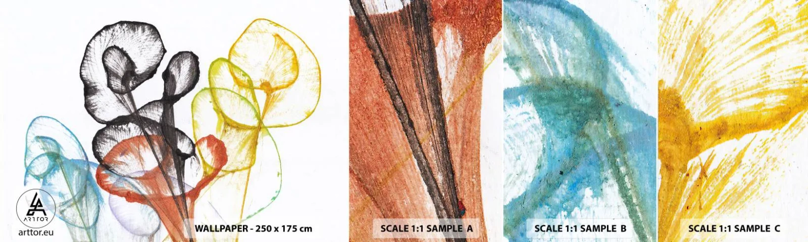 Échantillon De Papier Peint Standard Eco - Fleurs avec une âme - Fleurs, Abstraction, Graphique - 100x30 cm