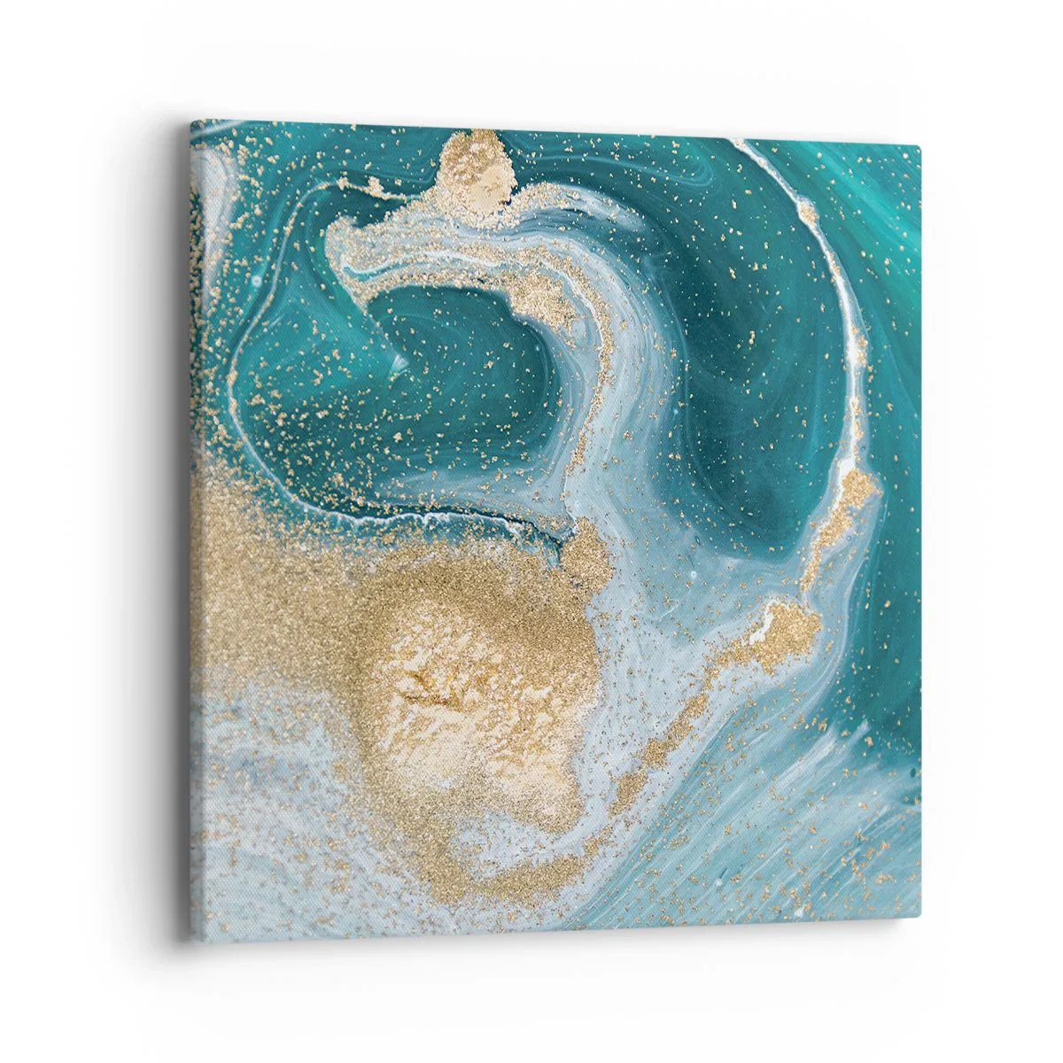 Impression sur toile - Image sur toile - Tourbillon d'or et de turquoise - 40x40 cm