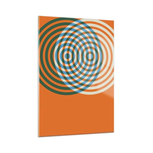 Impression sur verre - Image sur verre - Graphique géométrique abstrait avec des cercles concentriques - 50x70cm - Variation circulaire abstraite - Décoration murale moderne pour le salon et la chambre ARTTOR