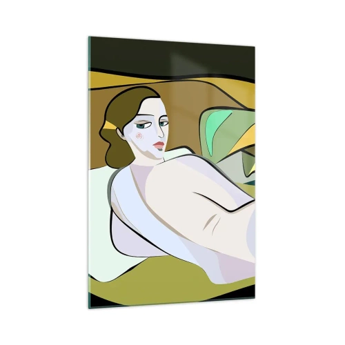 Impression sur verre - Image sur verre - Figure abstraite dans un style moderne - 70x100cm - Portrait intime - Décoration murale moderne pour le salon et la chambre ARTTOR