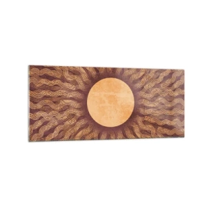 Impression sur verre - Image sur verre - Motif ensoleillé avec des rayons sur un fond dans les tons marron - 120x50cm - Icône du soleil - Décoration murale moderne pour le salon et la chambre ARTTOR