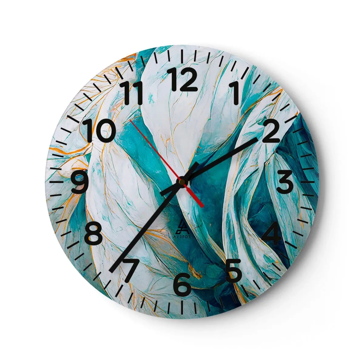 Horloge murale - Pendule murale - Abstraction bleue avec un motif doré - 30x30 cm