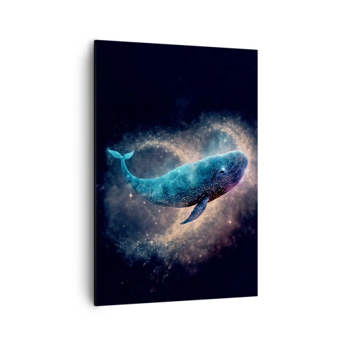 Impression sur toile - Image sur toile - Une baleine spatiale avec une galaxie en arrière-plan - 70x100cm - Un tel monde existe… - Décoration murale moderne pour le salon et la chambre ARTTOR