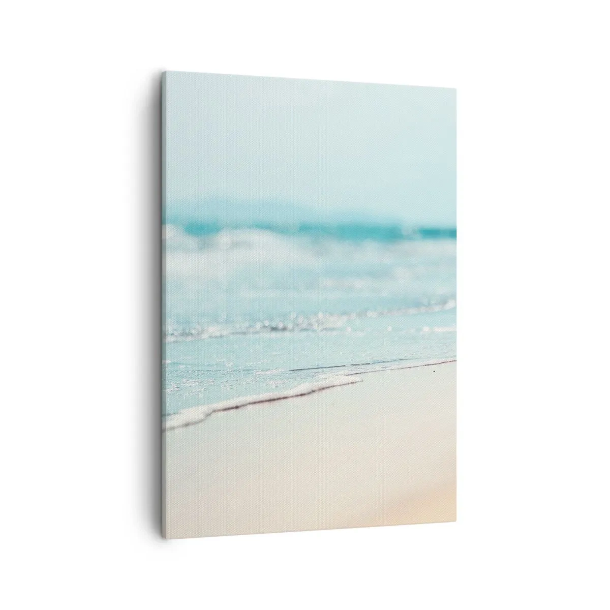 Impression sur toile - Image sur toile - Douces vagues de l'océan sur une plage de sable - 50x70cm - Chaleur et bruissement - Décoration murale moderne pour le salon et la chambre ARTTOR