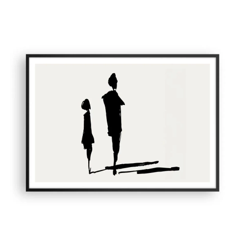 Affiche dans un cadre noir - Poster - Silhouettes de deux personnes en noir sur fond clair - 100x70cm - Êtes-vous sûr qu'ils sont ensemble ? - Décoration murale moderne pour le salon et la chambre ARTTOR