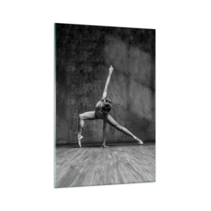 Impression sur verre - Image sur verre - Une danseuse dans une pose artistique contre un mur brut - 70x100cm - Balance idéale - Décoration murale moderne pour le salon et la chambre ARTTOR