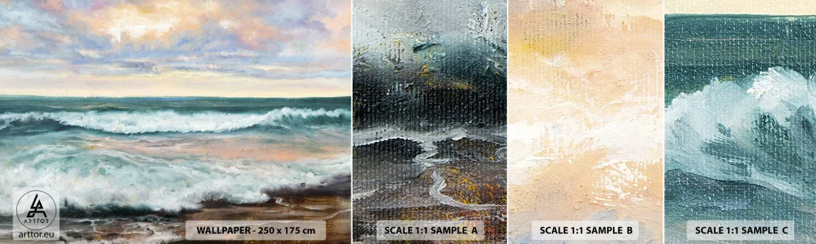 Échantillon de Papier Peint Autocollant Deluxe Sticker - Ici tu adouciras ton âme - Paysage, Mer, Bord de mer - 100x30 cm