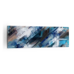 Impression sur toile - Image sur toile - Composition abstraite avec des lignes diagonales bleues - 160x50cm - Diagonale de bleus - Décoration murale moderne pour le salon et la chambre ARTTOR