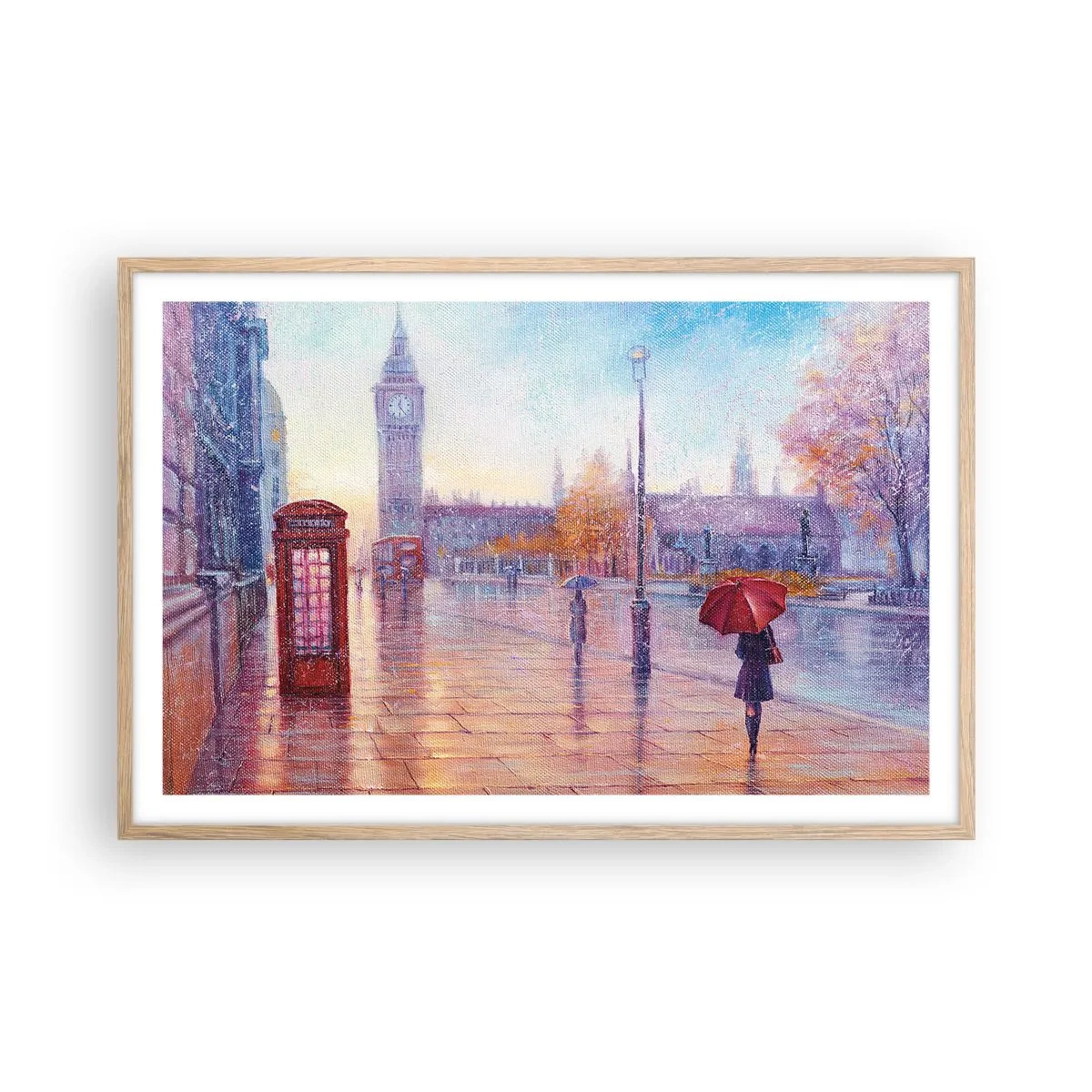 Affiche dans un chêne clair - Poster - Jour automnal londonien - 91x61 cm