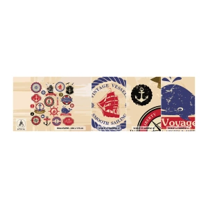 Échantillon De Papier Peint Standard Eco - La fraternité de la voile - Nautique, Ancre, Boussole - 100x30 cm